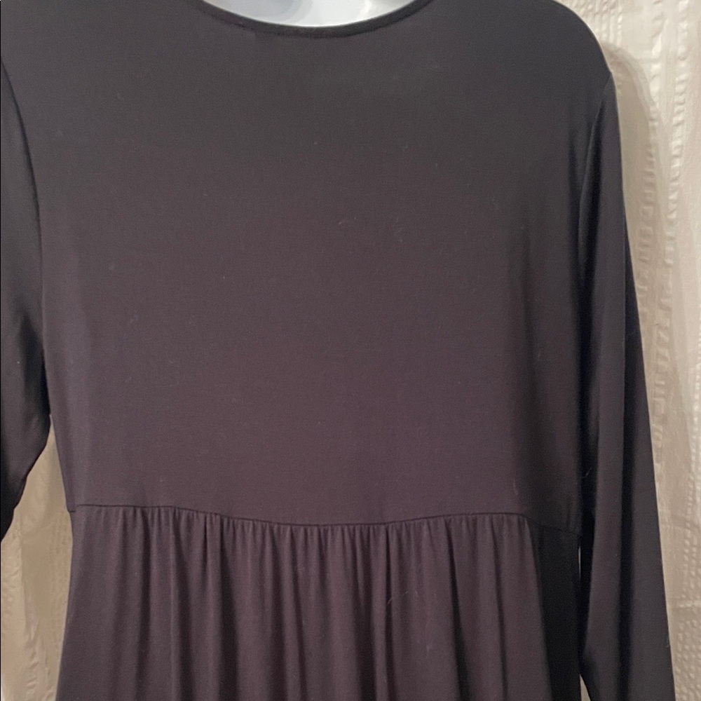 Soma Lounge Dress Black Faux Wrap Empire Waste Size Medium - Picture 7 of 8